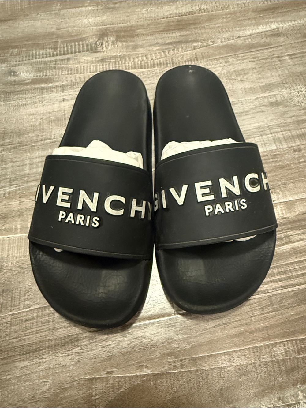 Givenchy Black and White Logo Slide Sandals